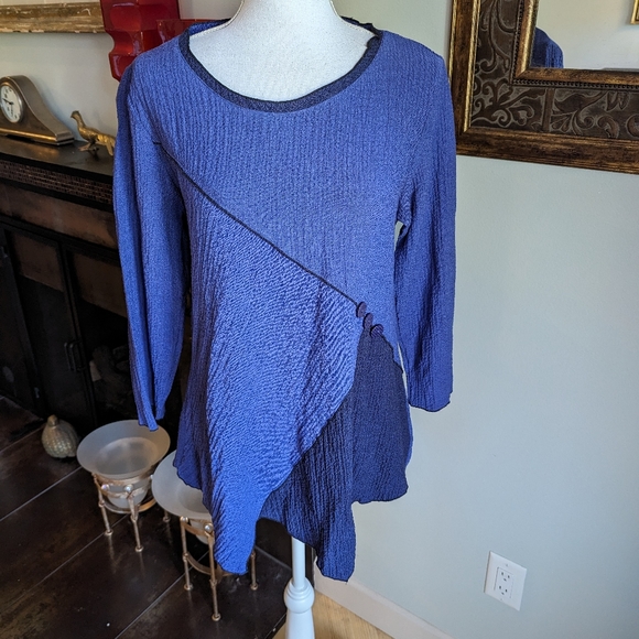 Habitat Womens Small Blouse Tunic 3/4Sleeve Button Detail Purple Asymmetric 120 - Picture 1 of 10